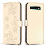 Custodia per telefono in pelle goffrata a quattro foglie, For Samsung Galaxy A50, For Samsung Galaxy S10+, For Samsung Galaxy S10, For Samsung Galaxy S9+