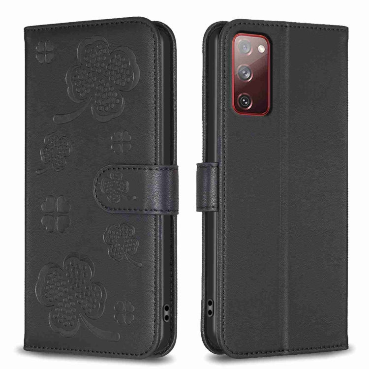 Custodia per telefono in pelle goffrata a quattro foglie, For Samsung Galaxy S20 Ultra, For Samsung Galaxy S20, For Samsung Galaxy S20+, For Samsung Galaxy A71 4G