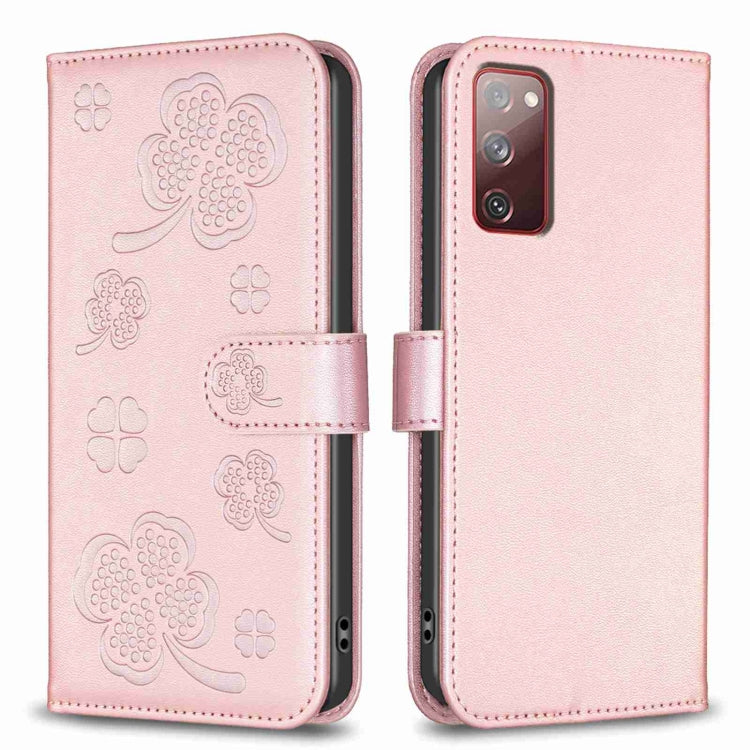 Custodia per telefono in pelle goffrata a quattro foglie, For Samsung Galaxy S20 Ultra, For Samsung Galaxy S20, For Samsung Galaxy S20+, For Samsung Galaxy A71 4G