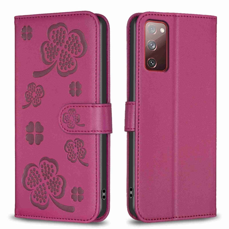 Custodia per telefono in pelle goffrata a quattro foglie, For Samsung Galaxy A13 / A04 4G, For Samsung Galaxy S20 FE, For Samsung Galaxy A73 5G, For Samsung Galaxy A33