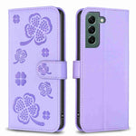 Custodia per telefono in pelle goffrata a quattro foglie, For Samsung Galaxy A53, For Samsung Galaxy A32 5G, For Samsung Galaxy S21 5G, For Samsung Galaxy S21+ 5G
