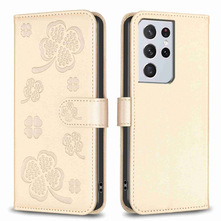 Custodia per telefono in pelle goffrata a quattro foglie, For Samsung Galaxy S21 Ultra 5G, For Samsung Galaxy A12, For Samsung Galaxy A42 5G, For Samsung Galaxy A31