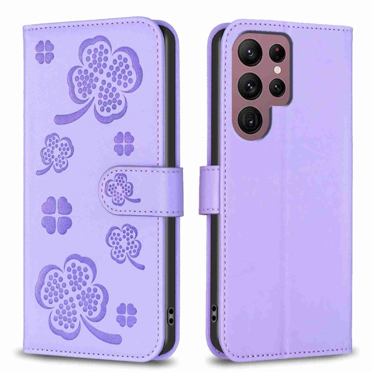 Custodia per telefono in pelle goffrata a quattro foglie, For Samsung Galaxy A03 166mm, For Samsung Galaxy S22 Ultra 5G, For Samsung Galaxy S22+ 5G, For Samsung Galaxy S22 5G