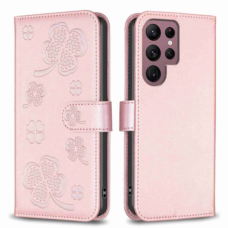 Custodia per telefono in pelle goffrata a quattro foglie, For Samsung Galaxy A03 166mm, For Samsung Galaxy S22 Ultra 5G, For Samsung Galaxy S22+ 5G, For Samsung Galaxy S22 5G