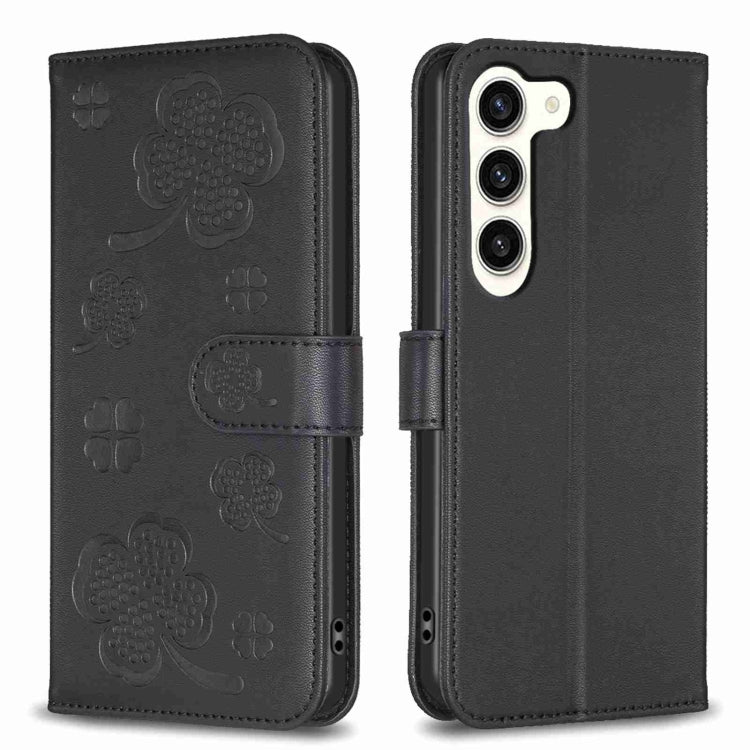 Custodia per telefono in pelle goffrata a quattro foglie, For Samsung Galaxy S24 5G, For Samsung Galaxy A15, For Samsung Galaxy A05, For Samsung Galaxy A05s