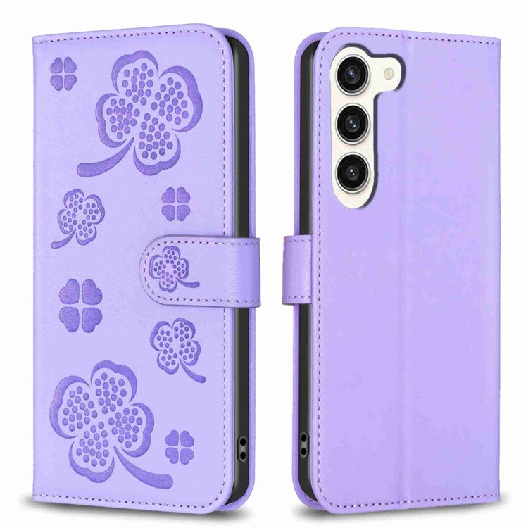 Custodia per telefono in pelle goffrata a quattro foglie, For Samsung Galaxy S24 5G, For Samsung Galaxy A15, For Samsung Galaxy A05, For Samsung Galaxy A05s