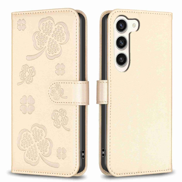 Custodia per telefono in pelle goffrata a quattro foglie, For Samsung Galaxy S24 5G, For Samsung Galaxy A15, For Samsung Galaxy A05, For Samsung Galaxy A05s