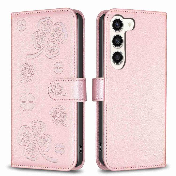 Custodia per telefono in pelle goffrata a quattro foglie, For Samsung Galaxy S24 5G, For Samsung Galaxy A15, For Samsung Galaxy A05, For Samsung Galaxy A05s