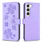 Custodia per telefono in pelle goffrata a quattro foglie, For Samsung Galaxy A35, For Samsung Galaxy A55, For Samsung Galaxy S24 Ultra 5G, For Samsung Galaxy S24+ 5G