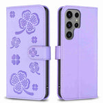 Custodia per telefono in pelle goffrata a quattro foglie, For Samsung Galaxy A35, For Samsung Galaxy A55, For Samsung Galaxy S24 Ultra 5G, For Samsung Galaxy S24+ 5G