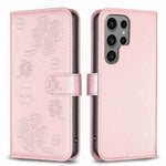 Custodia per telefono in pelle goffrata a quattro foglie, For Samsung Galaxy A35, For Samsung Galaxy A55, For Samsung Galaxy S24 Ultra 5G, For Samsung Galaxy S24+ 5G