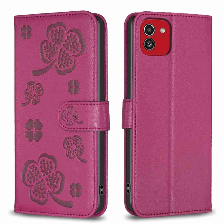 Custodia per telefono in pelle goffrata a quattro foglie, For Samsung Galaxy A03 166mm, For Samsung Galaxy S22 Ultra 5G, For Samsung Galaxy S22+ 5G, For Samsung Galaxy S22 5G