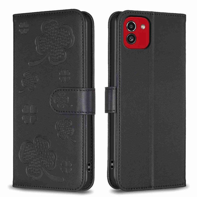 Custodia per telefono in pelle goffrata a quattro foglie, For Samsung Galaxy A03 166mm, For Samsung Galaxy S22 Ultra 5G, For Samsung Galaxy S22+ 5G, For Samsung Galaxy S22 5G