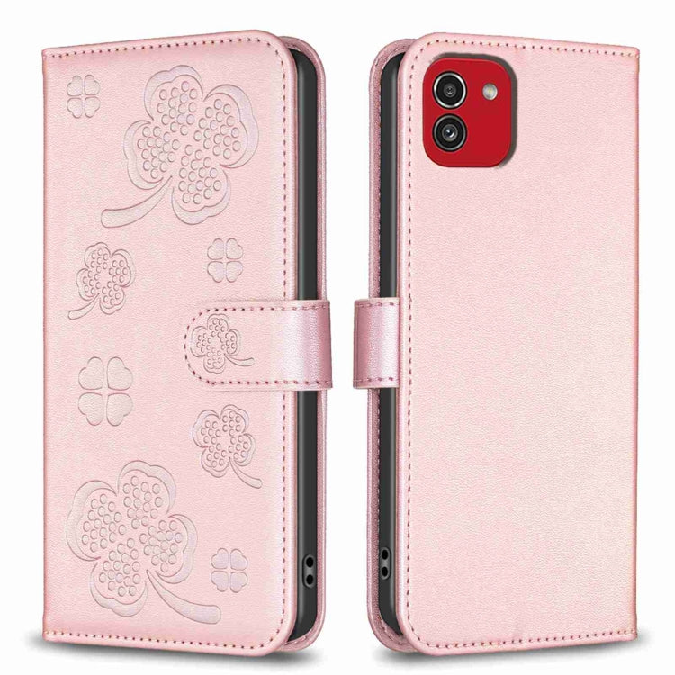 Custodia per telefono in pelle goffrata a quattro foglie, For Samsung Galaxy A03 166mm, For Samsung Galaxy S22 Ultra 5G, For Samsung Galaxy S22+ 5G, For Samsung Galaxy S22 5G