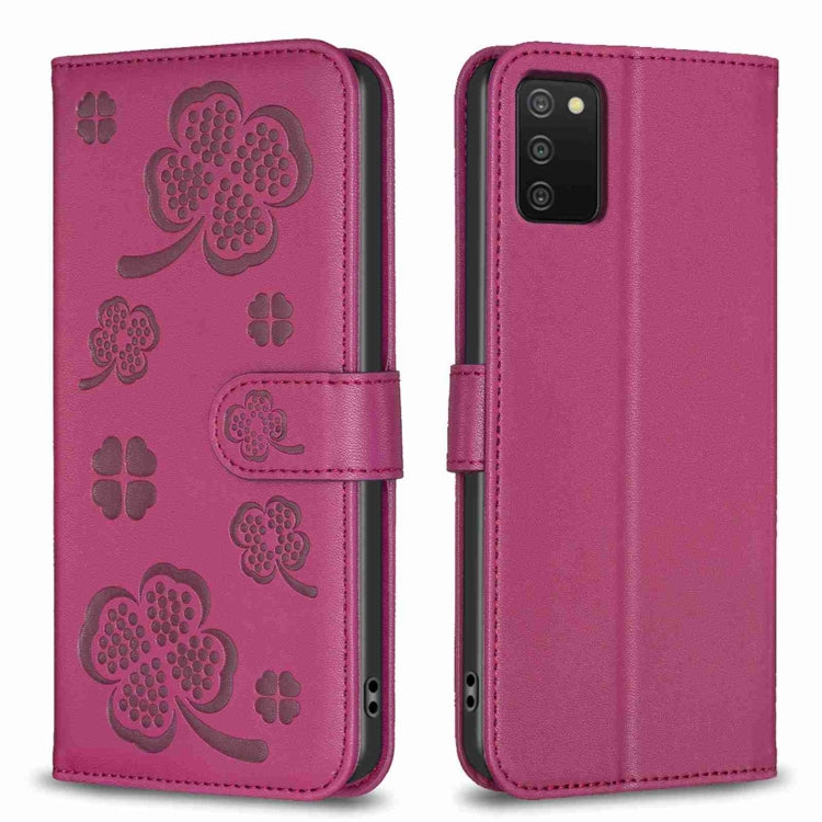 Custodia per telefono in pelle goffrata a quattro foglie, For Samsung Galaxy A03s / A02s, For Samsung Galaxy A41, For Samsung Galaxy A22 4G, For Samsung Galaxy A22 5G