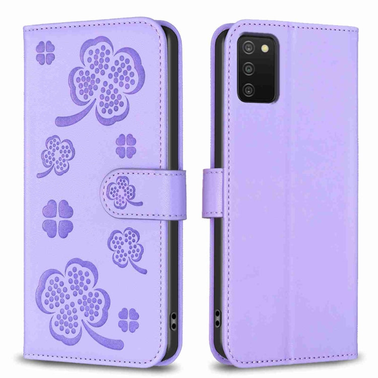 Custodia per telefono in pelle goffrata a quattro foglie, For Samsung Galaxy A03s / A02s, For Samsung Galaxy A41, For Samsung Galaxy A22 4G, For Samsung Galaxy A22 5G