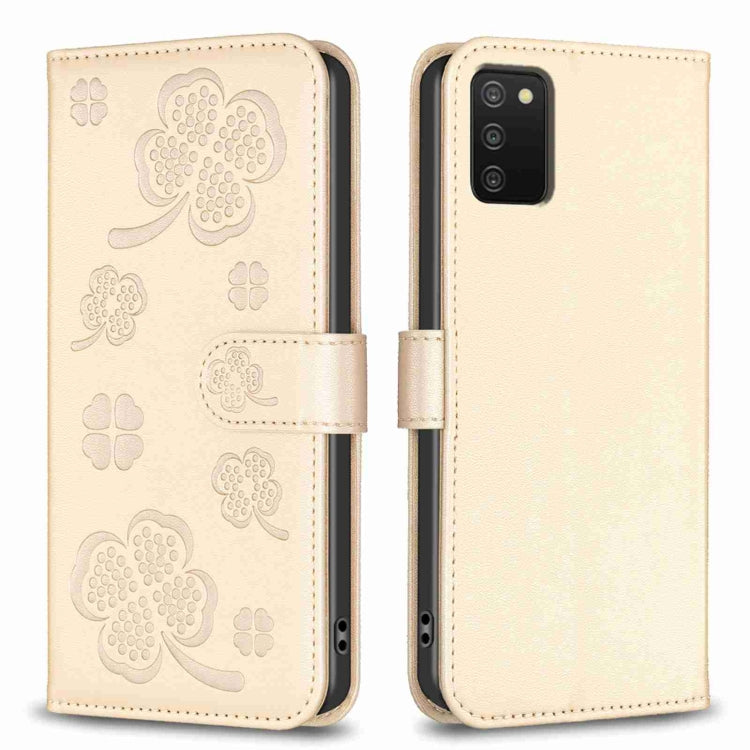 Custodia per telefono in pelle goffrata a quattro foglie, For Samsung Galaxy A03s / A02s, For Samsung Galaxy A41, For Samsung Galaxy A22 4G, For Samsung Galaxy A22 5G