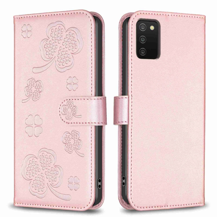 Custodia per telefono in pelle goffrata a quattro foglie, For Samsung Galaxy A03s / A02s, For Samsung Galaxy A41, For Samsung Galaxy A22 4G, For Samsung Galaxy A22 5G