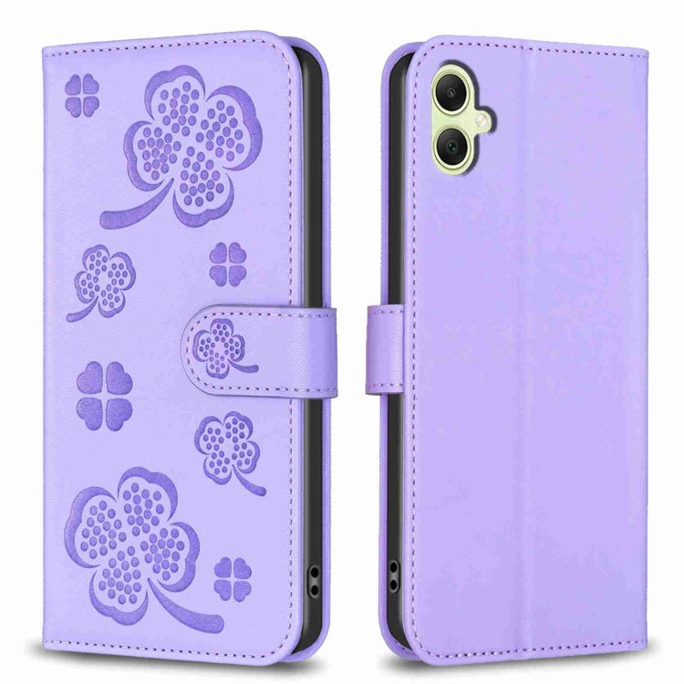 Custodia per telefono in pelle goffrata a quattro foglie, For Samsung Galaxy S24 5G, For Samsung Galaxy A15, For Samsung Galaxy A05, For Samsung Galaxy A05s