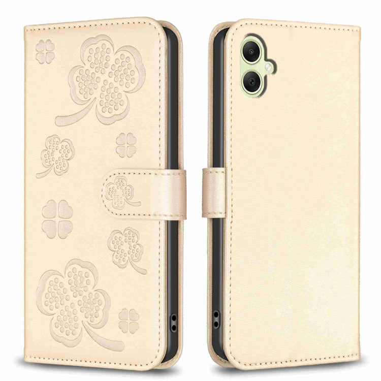 Custodia per telefono in pelle goffrata a quattro foglie, For Samsung Galaxy S24 5G, For Samsung Galaxy A15, For Samsung Galaxy A05, For Samsung Galaxy A05s