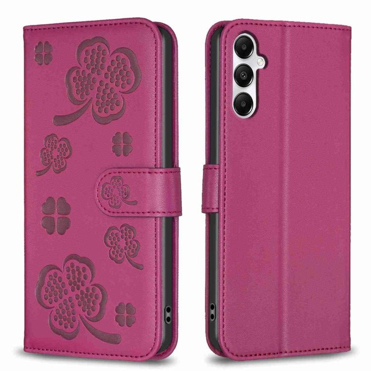 Custodia per telefono in pelle goffrata a quattro foglie, For Samsung Galaxy S24 5G, For Samsung Galaxy A15, For Samsung Galaxy A05, For Samsung Galaxy A05s