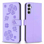 Custodia per telefono in pelle goffrata a quattro foglie, For Samsung Galaxy S24 5G, For Samsung Galaxy A15, For Samsung Galaxy A05, For Samsung Galaxy A05s