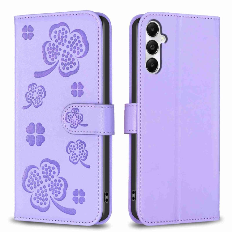 Custodia per telefono in pelle goffrata a quattro foglie, For Samsung Galaxy S24 5G, For Samsung Galaxy A15, For Samsung Galaxy A05, For Samsung Galaxy A05s