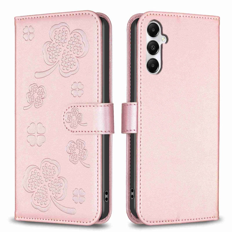 Custodia per telefono in pelle goffrata a quattro foglie, For Samsung Galaxy S24 5G, For Samsung Galaxy A15, For Samsung Galaxy A05, For Samsung Galaxy A05s