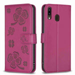 Custodia per telefono in pelle goffrata a quattro foglie, For Samsung Galaxy A51 4G, For Samsung Galaxy A70, For Samsung Galaxy A40, For Samsung Galaxy A20 / A30