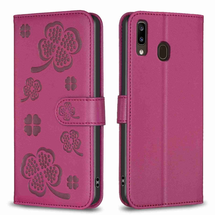 Custodia per telefono in pelle goffrata a quattro foglie, For Samsung Galaxy A51 4G, For Samsung Galaxy A70, For Samsung Galaxy A40, For Samsung Galaxy A20 / A30