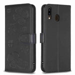 Custodia per telefono in pelle goffrata a quattro foglie, For Samsung Galaxy A51 4G, For Samsung Galaxy A70, For Samsung Galaxy A40, For Samsung Galaxy A20 / A30