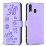 Custodia per telefono in pelle goffrata a quattro foglie, For Samsung Galaxy A51 4G, For Samsung Galaxy A70, For Samsung Galaxy A40, For Samsung Galaxy A20 / A30