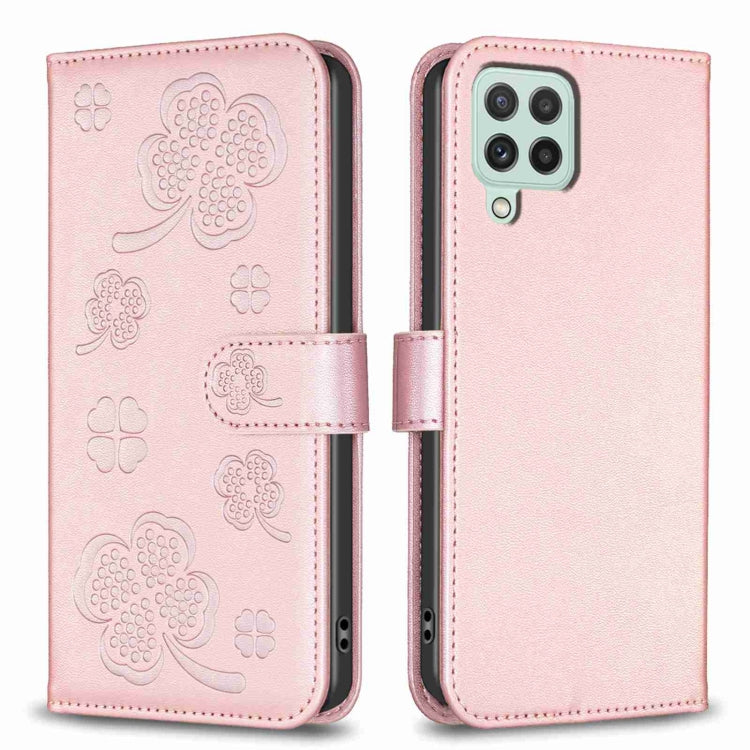 Custodia per telefono in pelle goffrata a quattro foglie, For Samsung Galaxy A03s / A02s, For Samsung Galaxy A41, For Samsung Galaxy A22 4G, For Samsung Galaxy A22 5G