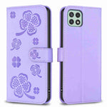 Custodia per telefono in pelle goffrata a quattro foglie, For Samsung Galaxy A03s / A02s, For Samsung Galaxy A41, For Samsung Galaxy A22 4G, For Samsung Galaxy A22 5G