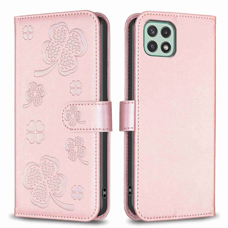 Custodia per telefono in pelle goffrata a quattro foglie, For Samsung Galaxy A03s / A02s, For Samsung Galaxy A41, For Samsung Galaxy A22 4G, For Samsung Galaxy A22 5G