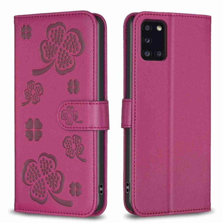 Custodia per telefono in pelle goffrata a quattro foglie, For Samsung Galaxy S21 Ultra 5G, For Samsung Galaxy A12, For Samsung Galaxy A42 5G, For Samsung Galaxy A31