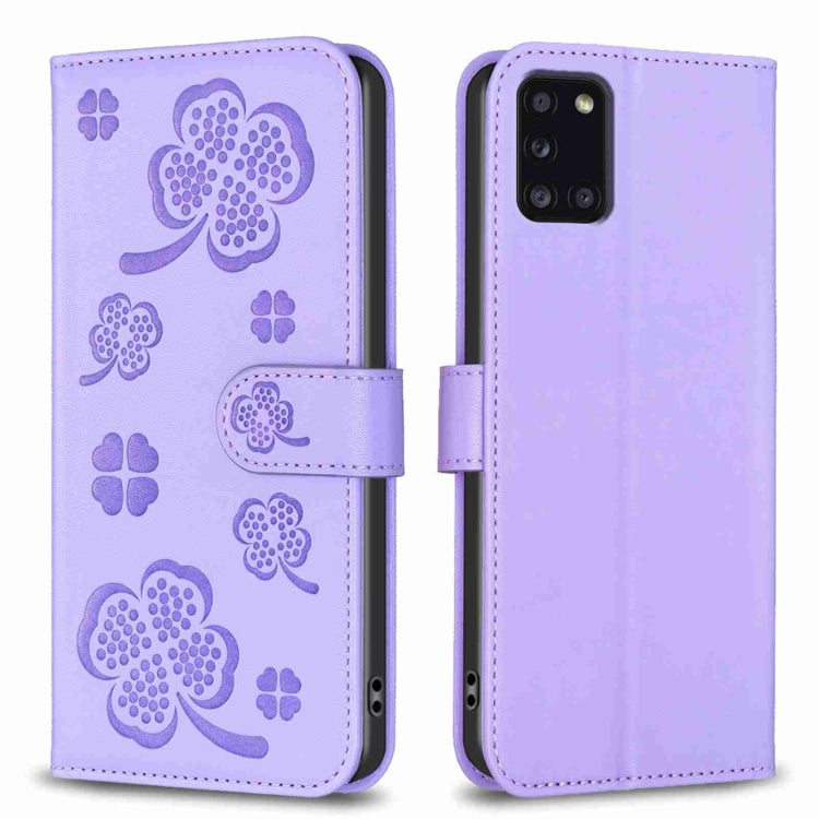 Custodia per telefono in pelle goffrata a quattro foglie, For Samsung Galaxy S21 Ultra 5G, For Samsung Galaxy A12, For Samsung Galaxy A42 5G, For Samsung Galaxy A31