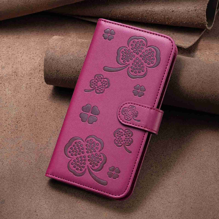 Custodia per telefono in pelle goffrata a quattro foglie, For Samsung Galaxy A35, For Samsung Galaxy A55, For Samsung Galaxy S24 Ultra 5G, For Samsung Galaxy S24+ 5G