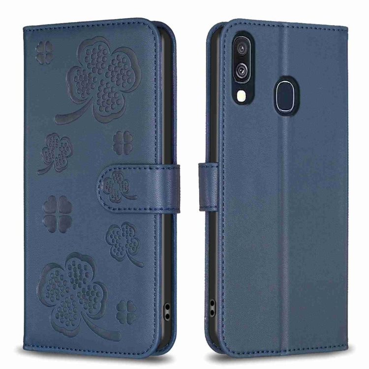 Custodia per telefono in pelle goffrata a quattro foglie, For Samsung Galaxy A51 4G, For Samsung Galaxy A70, For Samsung Galaxy A40, For Samsung Galaxy A20 / A30