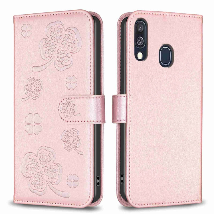Custodia per telefono in pelle goffrata a quattro foglie, For Samsung Galaxy A51 4G, For Samsung Galaxy A70, For Samsung Galaxy A40, For Samsung Galaxy A20 / A30