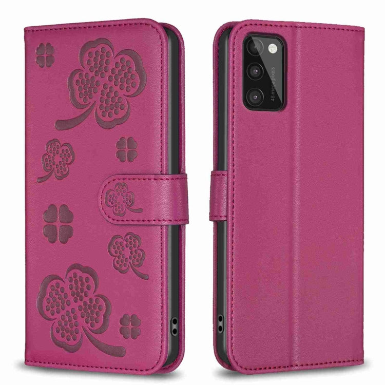Custodia per telefono in pelle goffrata a quattro foglie, For Samsung Galaxy A03s / A02s, For Samsung Galaxy A41, For Samsung Galaxy A22 4G, For Samsung Galaxy A22 5G