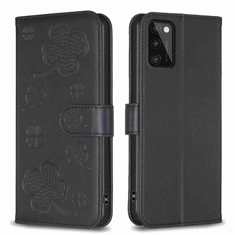 Custodia per telefono in pelle goffrata a quattro foglie, For Samsung Galaxy A03s / A02s, For Samsung Galaxy A41, For Samsung Galaxy A22 4G, For Samsung Galaxy A22 5G