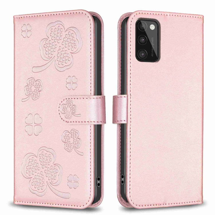Custodia per telefono in pelle goffrata a quattro foglie, For Samsung Galaxy A03s / A02s, For Samsung Galaxy A41, For Samsung Galaxy A22 4G, For Samsung Galaxy A22 5G
