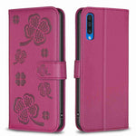 Custodia per telefono in pelle goffrata a quattro foglie, For Samsung Galaxy A50, For Samsung Galaxy S10+, For Samsung Galaxy S10, For Samsung Galaxy S9+