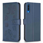 Custodia per telefono in pelle goffrata a quattro foglie, For Samsung Galaxy A50, For Samsung Galaxy S10+, For Samsung Galaxy S10, For Samsung Galaxy S9+