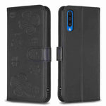 Custodia per telefono in pelle goffrata a quattro foglie, For Samsung Galaxy A50, For Samsung Galaxy S10+, For Samsung Galaxy S10, For Samsung Galaxy S9+