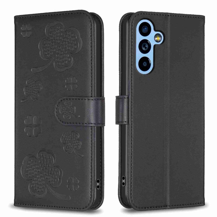 Custodia per telefono in pelle goffrata a quattro foglie, For Samsung Galaxy A34 5G, For Samsung Galaxy A54 5G, For Samsung Galaxy S23 Ultra 5G, For Samsung Galaxy S23 5G