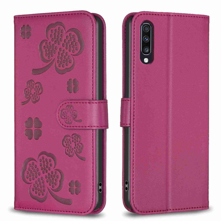 Custodia per telefono in pelle goffrata a quattro foglie, For Samsung Galaxy A51 4G, For Samsung Galaxy A70, For Samsung Galaxy A40, For Samsung Galaxy A20 / A30
