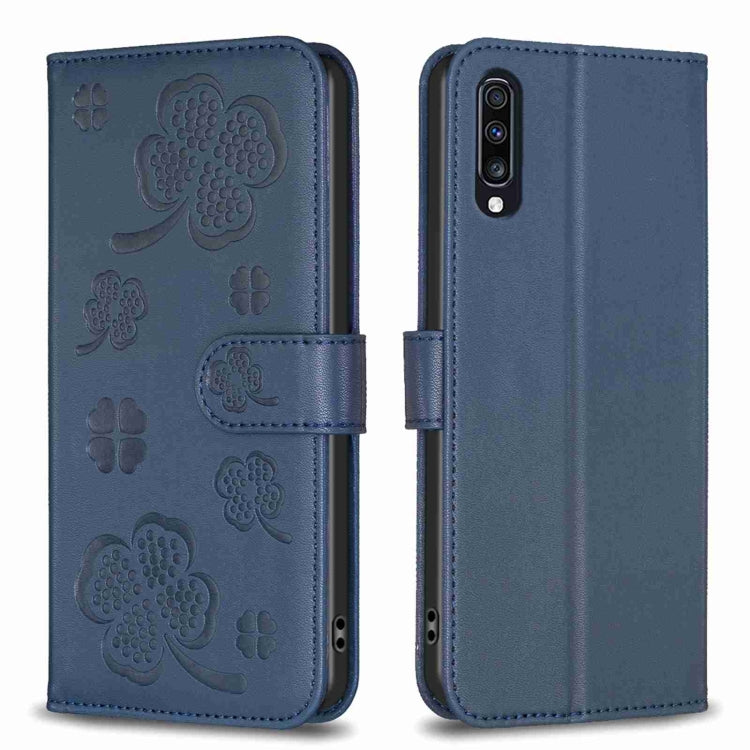 Custodia per telefono in pelle goffrata a quattro foglie, For Samsung Galaxy A51 4G, For Samsung Galaxy A70, For Samsung Galaxy A40, For Samsung Galaxy A20 / A30