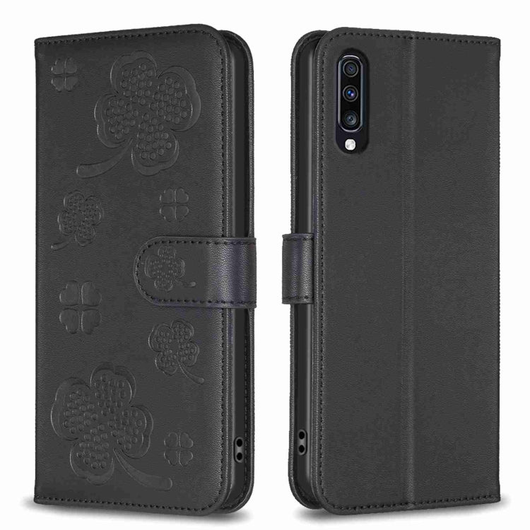 Custodia per telefono in pelle goffrata a quattro foglie, For Samsung Galaxy A51 4G, For Samsung Galaxy A70, For Samsung Galaxy A40, For Samsung Galaxy A20 / A30